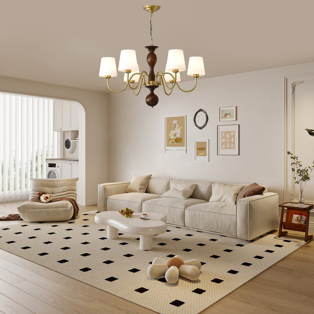 Lustra Chandelier Laiton Bois Rustique Vintage - Neutralighting
