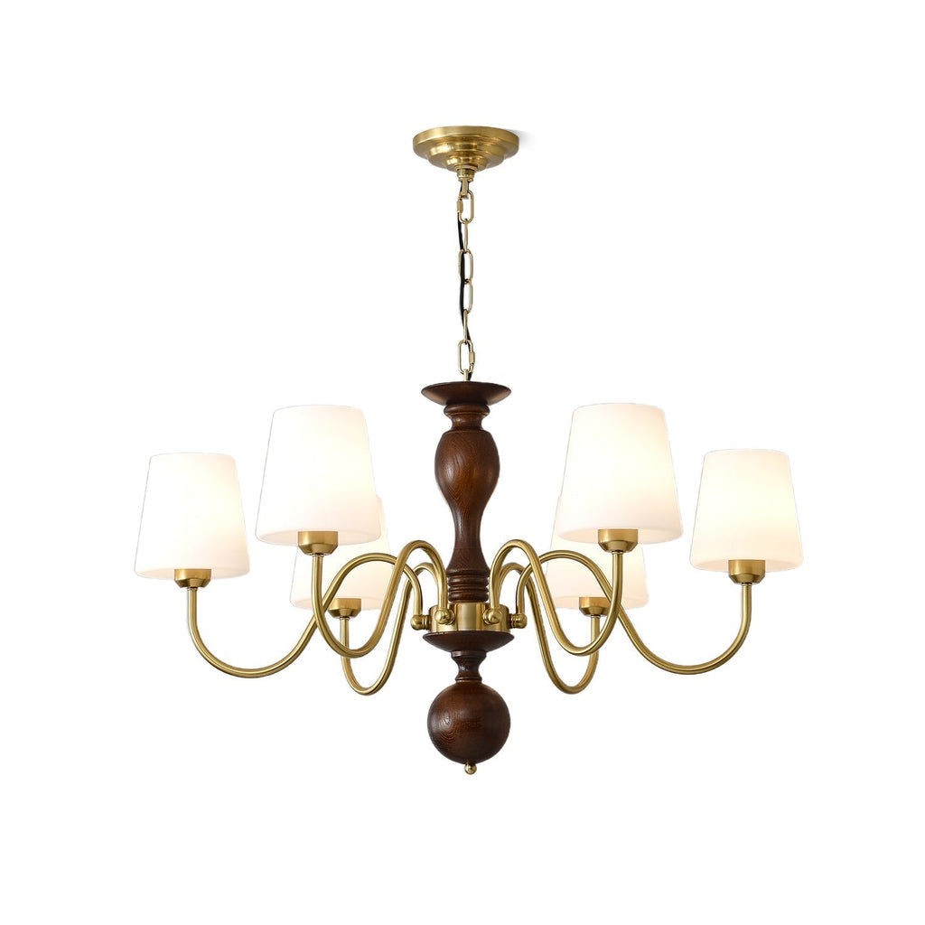 Lustra Chandelier Laiton Bois Rustique Vintage - Neutralighting