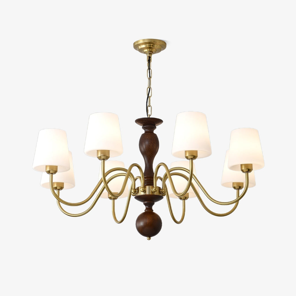 Lustra Chandelier Laiton Bois Rustique Vintage - Neutralighting