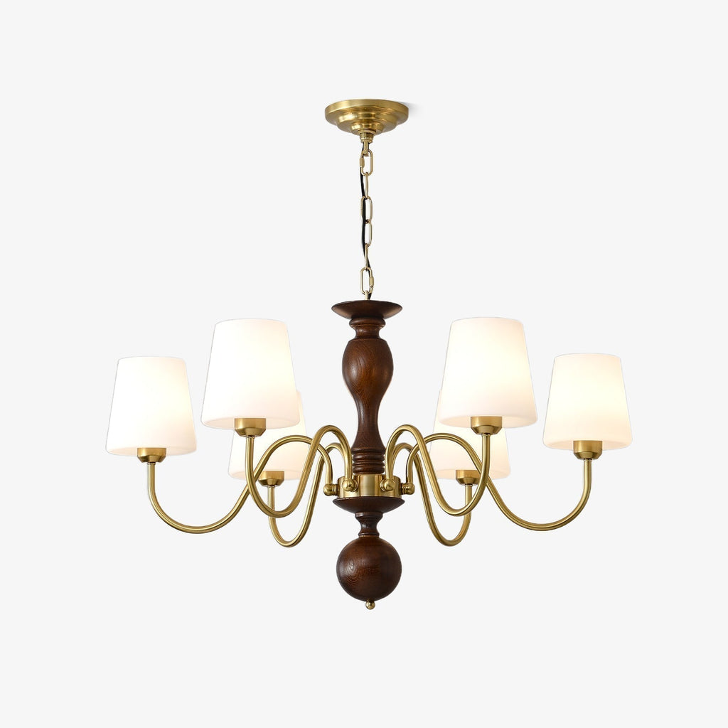 Lustra Chandelier Laiton Bois Rustique Vintage - Neutralighting