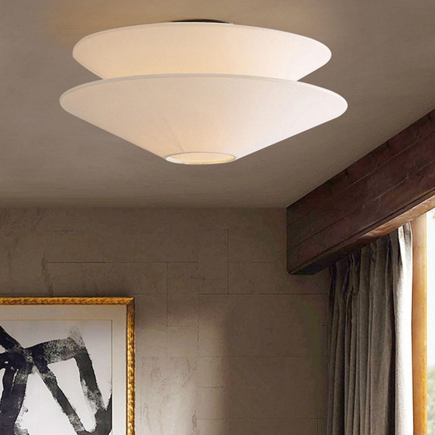Lina Plafonnier design en tissu à double cône - Neutralighting