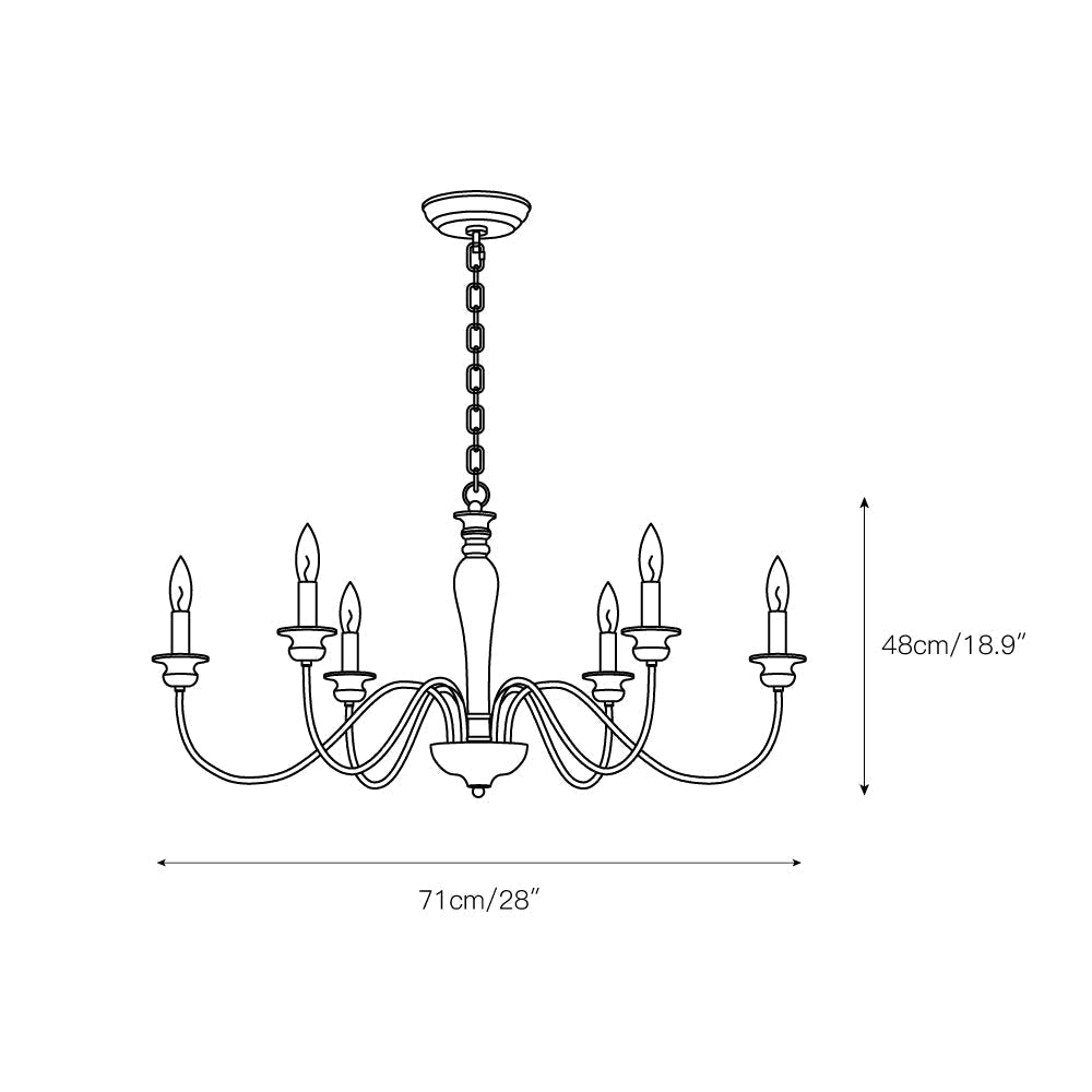 Illoros Chandelier Bois Sculpté à la Main Bougie Vintage - Neutralighting