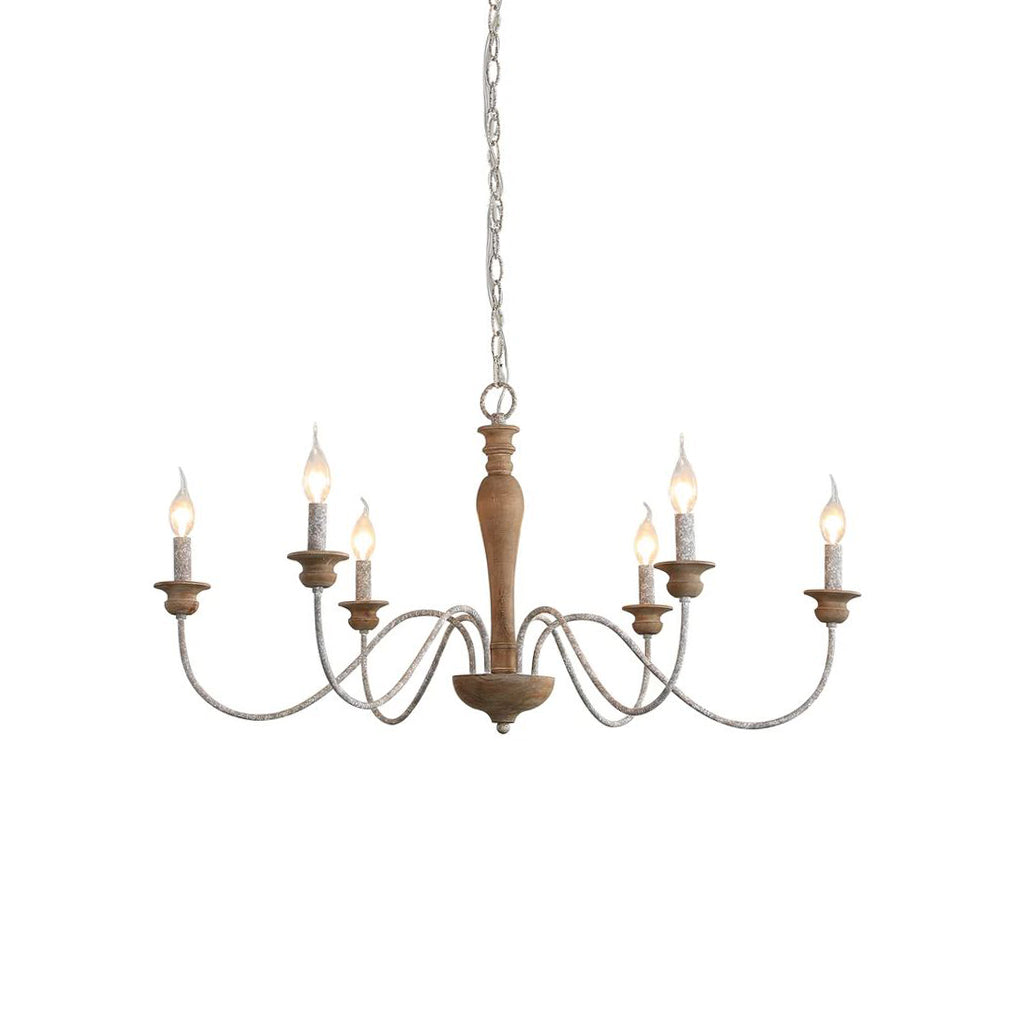 Illoros Chandelier Bois Sculpté à la Main Bougie Vintage - Neutralighting