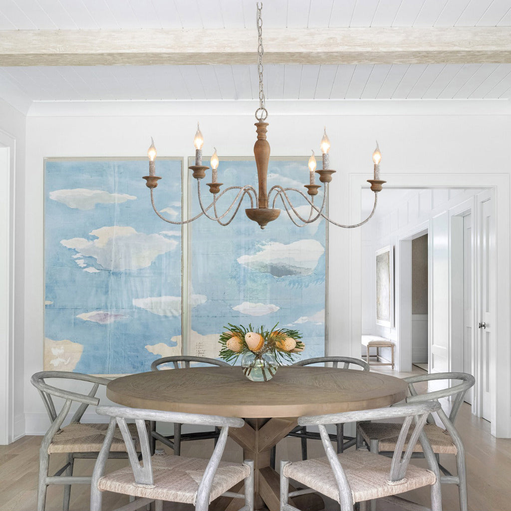 Illoros Chandelier Bois Sculpté à la Main Bougie Vintage - Neutralighting