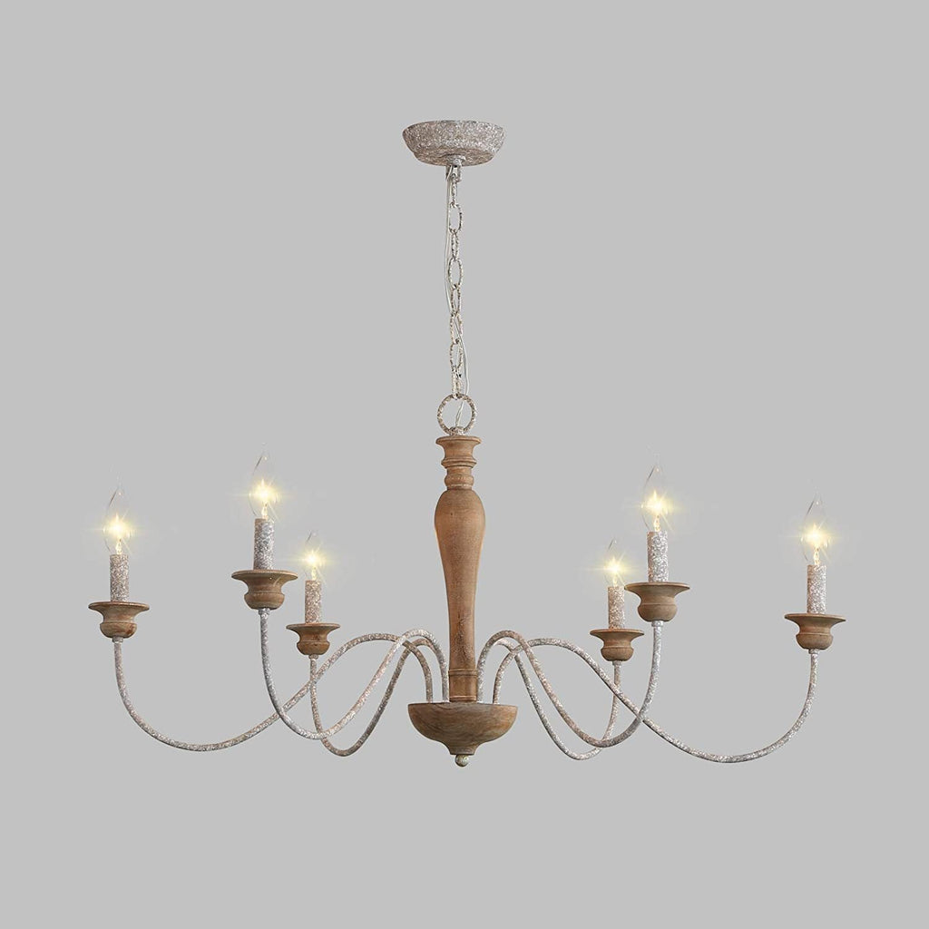 Illoros Chandelier Bois Sculpté à la Main Bougie Vintage - Neutralighting