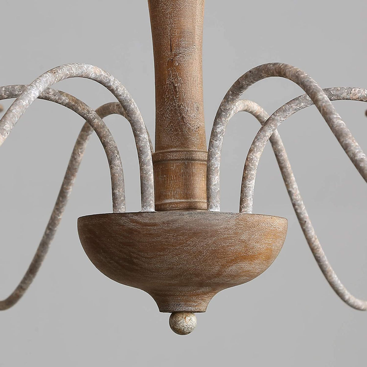 Illoros Chandelier Bois Sculpté à la Main Bougie Vintage - Neutralighting
