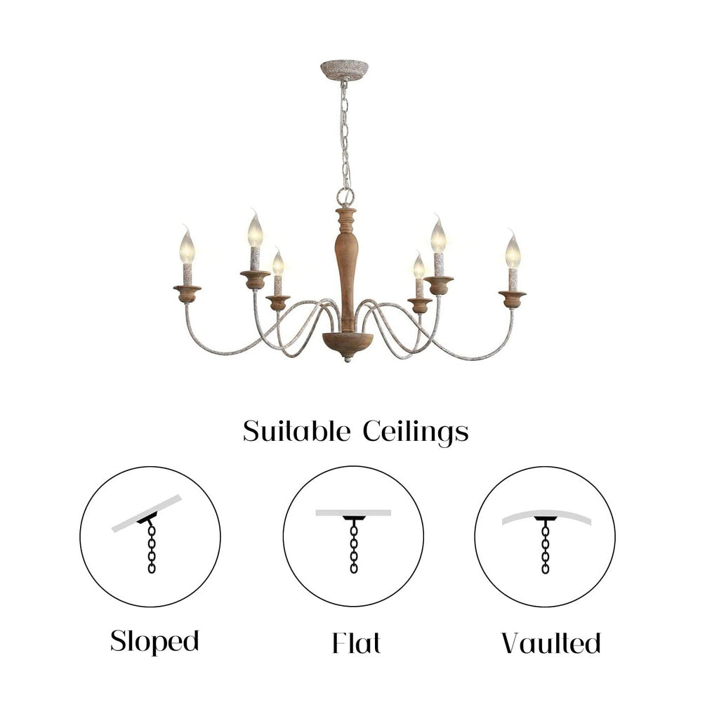 Illoros Chandelier Bois Sculpté à la Main Bougie Vintage - Neutralighting