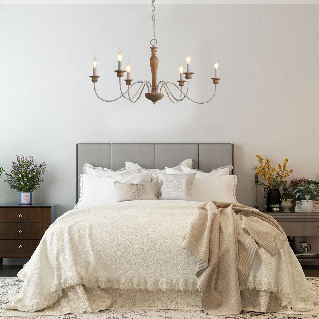 Illoros Chandelier Bois Sculpté à la Main Bougie Vintage - Neutralighting