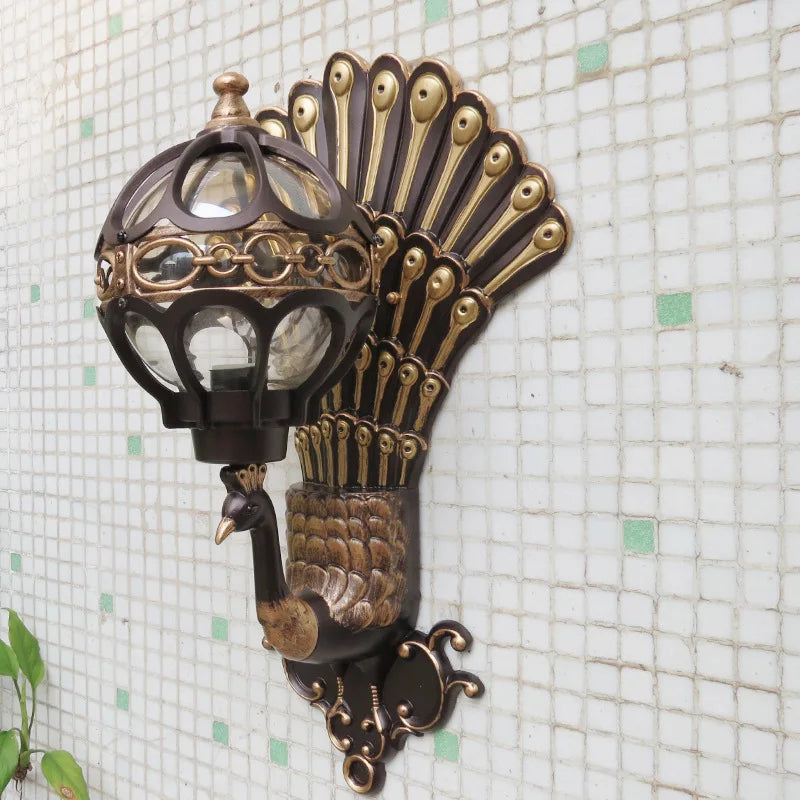 Applique murale — Style européen rétro paon LED hôtel Art balcon Villa porte lumière adapté à l'éclairage intérieur/extérieur
