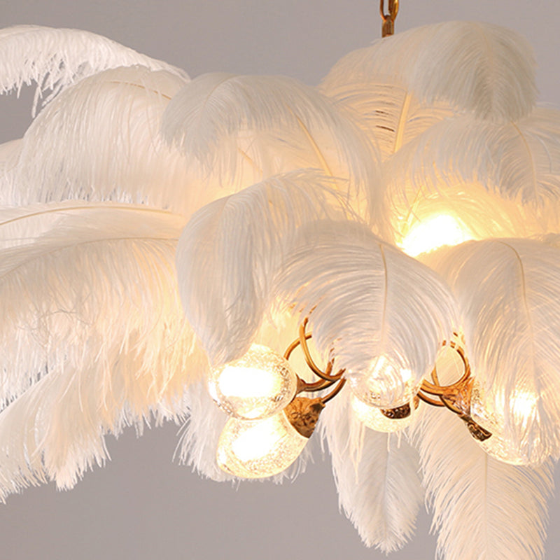 O'Moore Suspension Fleur Moderne, Cuivre/Plume, 8 Couleur, Salon - Neutralighting