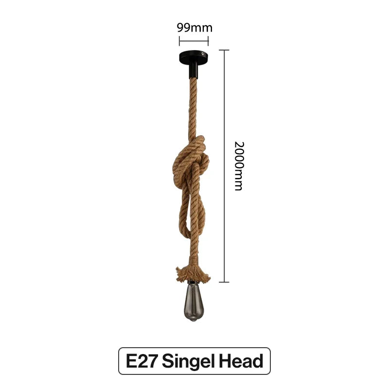 Suspension Industrielle Valentine Brume en Corde de Chanvre — E27 Tête Aique 2M