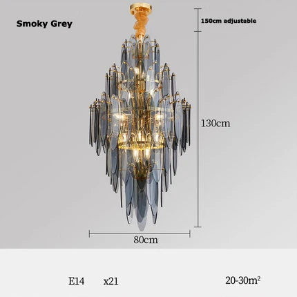 Lustre — LED art déco en fer et verre design élégant pour éclairage moderne