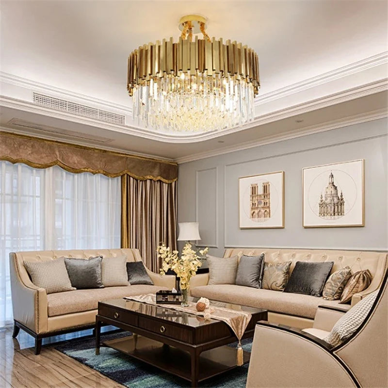 Suspension — Moderne en cristal avec grande suspension à LED