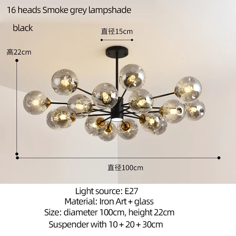 Lustre — Moderne design haricot magique en verre intérieur