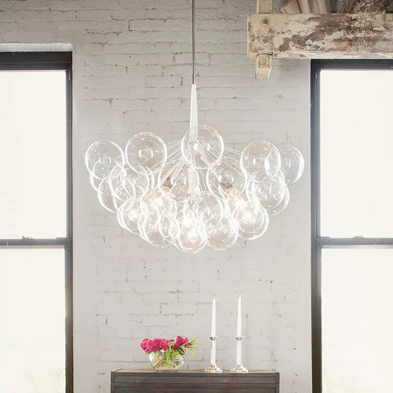 Lustre — Nordique à lunettes avec fils café et lampes en verre