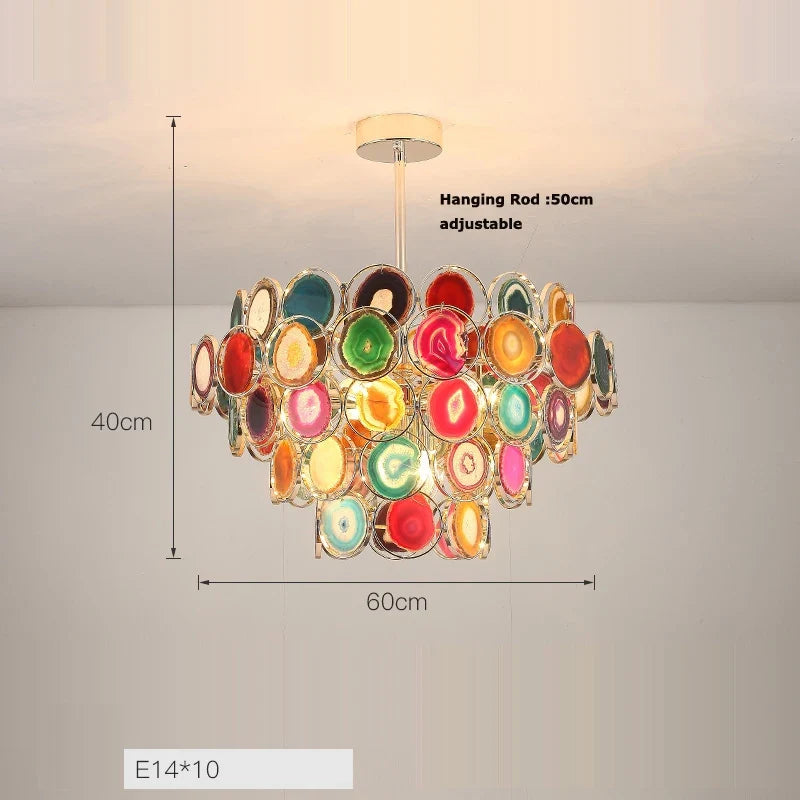 Lustre — Design moderne en agate colorée pour intérieur