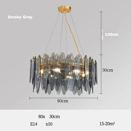 Lustre — LED art déco en fer et verre design élégant pour éclairage moderne