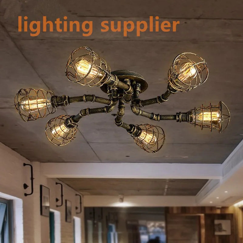 Plafonnier industriel rétro style américain pour restaurant et bar Ysé Prélude - Esprit Atelier & Présence Décorative