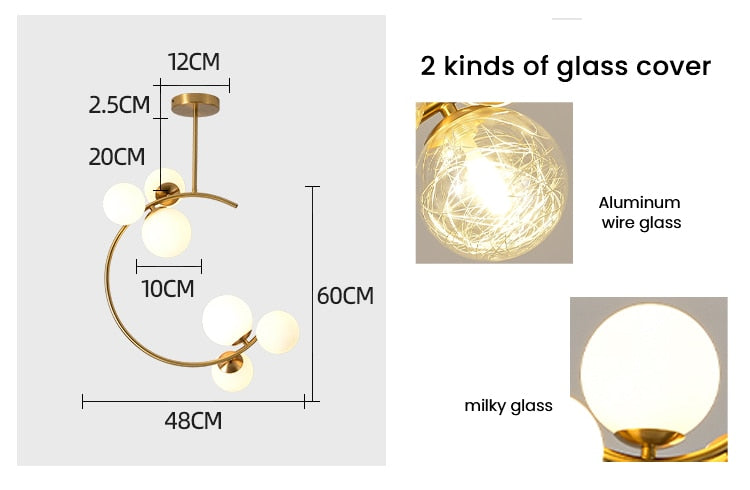 Valentina Boule de Verre Bulles Lampes Suspendues Lampes Dorées Suspension - Neutralighting