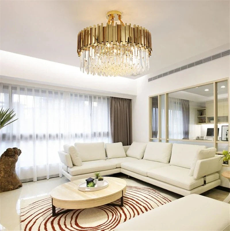 Suspension — Moderne en cristal avec grande suspension à LED