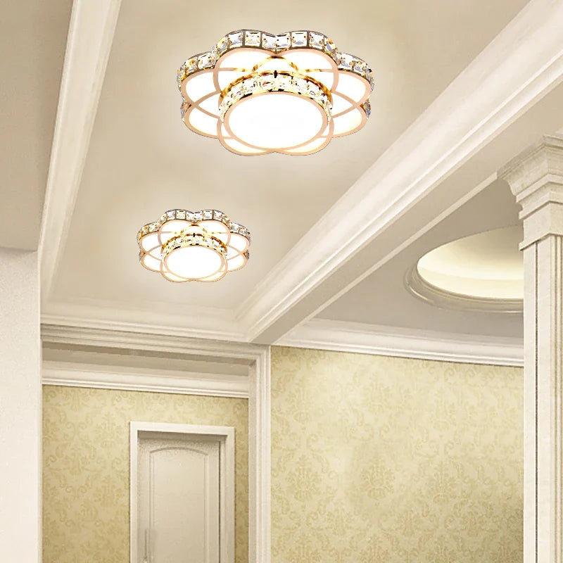 Plafonnier — LED intelligent avec motif de fleur en cristal moderne