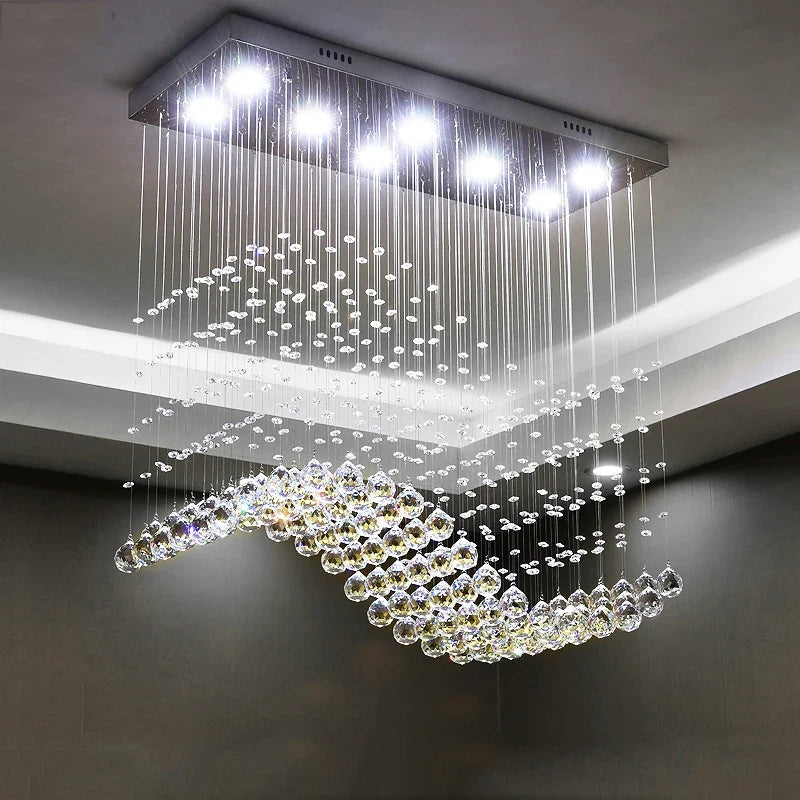 lampe rectangulaire en cristal pour bar et restaurant moderne