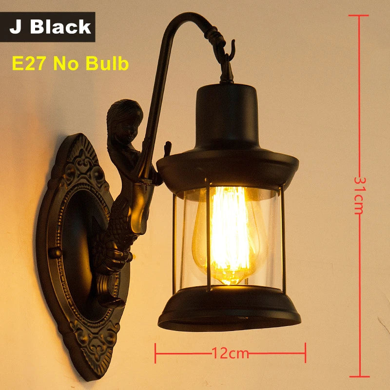 Applique murale — LED rustique en fer vintage pour intérieur et extérieur