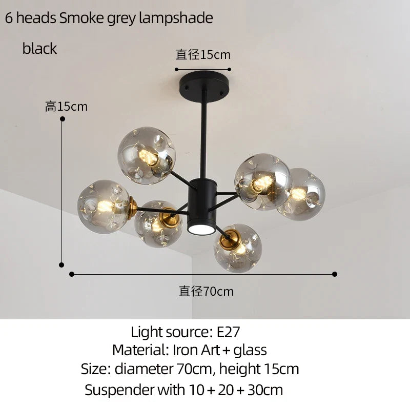 Lustre — Moderne design haricot magique en verre intérieur