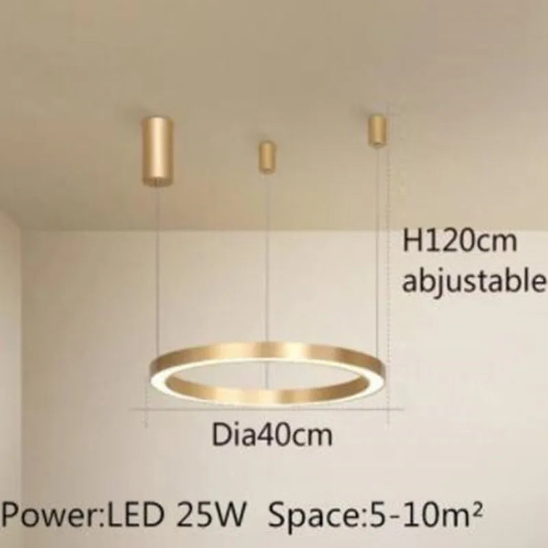 Lustre — LED moderne brossé avec anneau lumineux