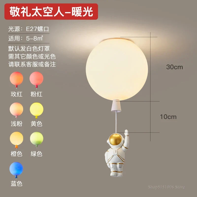 Plafonnier — LED nordique créatif astronaute ballon pour enfants