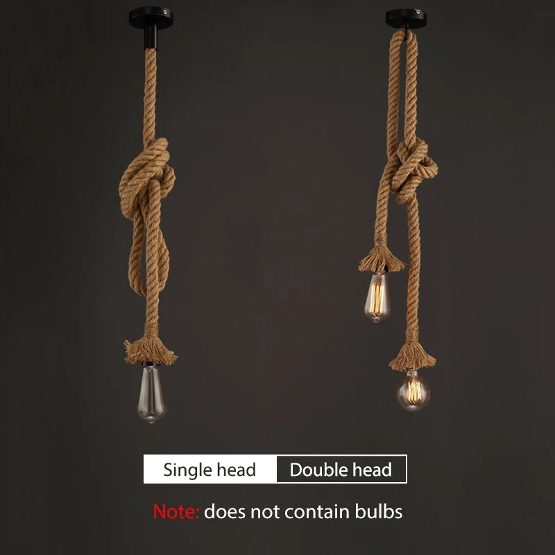 Suspension Industrielle Valentine Brume en Corde de Chanvre