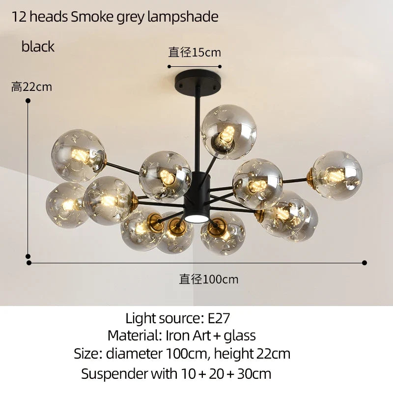 Lustre — Moderne design haricot magique en verre intérieur