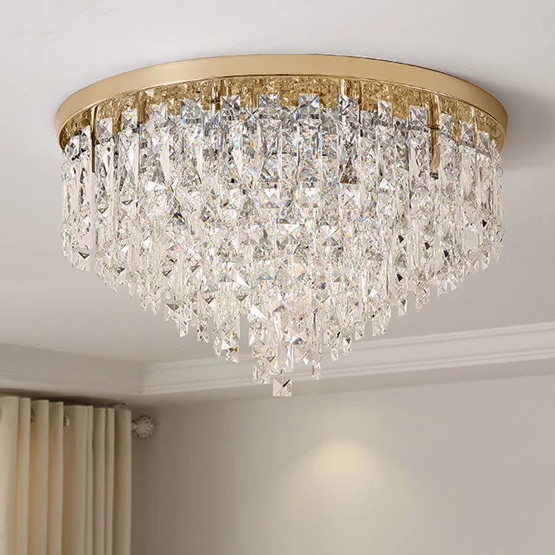 Plafonnier — LED moderne en acier chromé avec cristaux k9 art déco