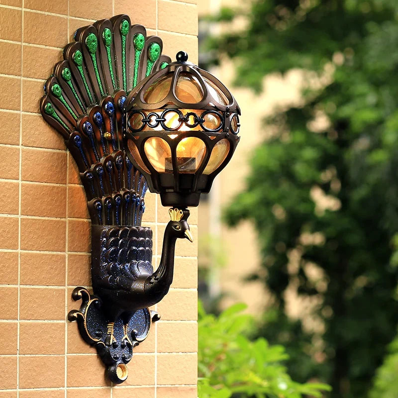 Applique murale — Style européen rétro paon LED hôtel Art balcon Villa porte lumière adapté à l'éclairage intérieur/extérieur