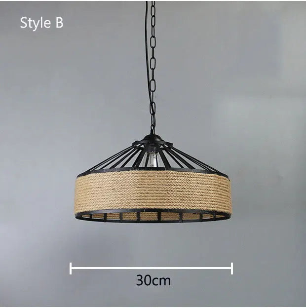 Lustre Industriel Henri Rivage en Corde et Métal — Style chaîne 30cm
