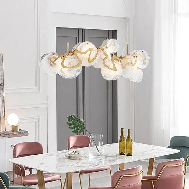 Lustre — Rond en verre et fer pour éclairage intérieur