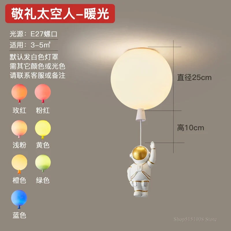 Plafonnier — LED nordique créatif astronaute ballon pour enfants