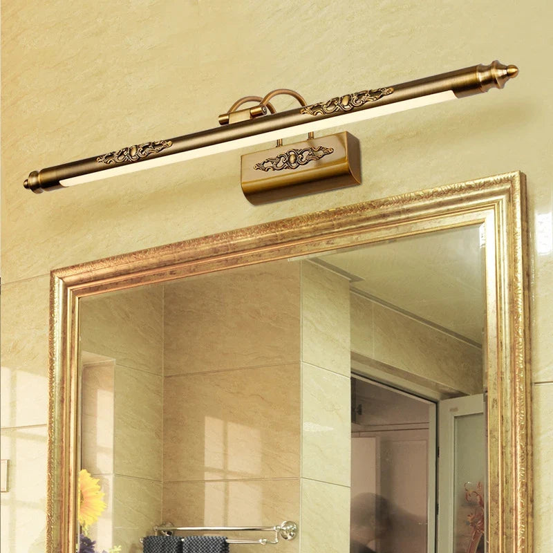 lampe miroir led europe sculptée bronze rétro éclairage photo rockable