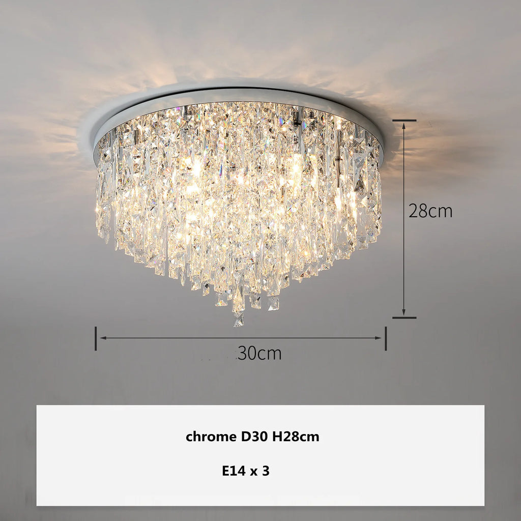 Plafonnier — LED moderne en acier chromé avec cristaux k9 art déco
