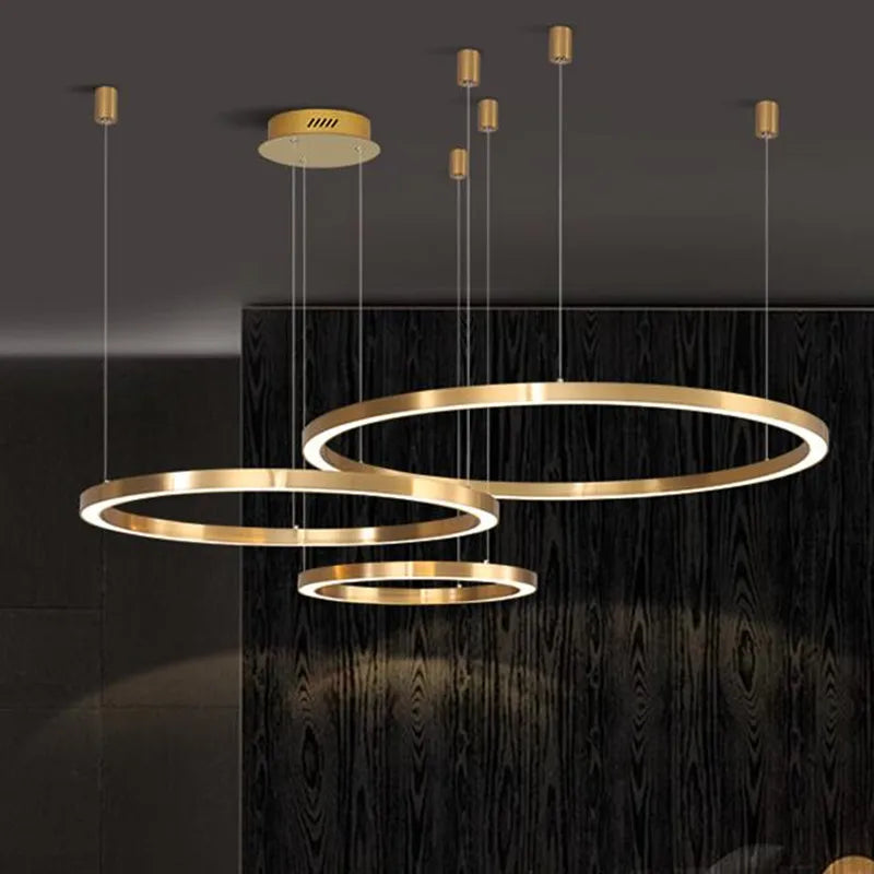 Lustre — LED moderne brossé avec anneau lumineux