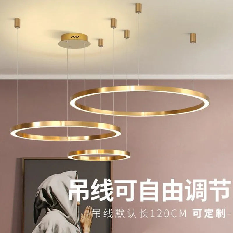 Lustre — LED moderne brossé avec anneau lumineux