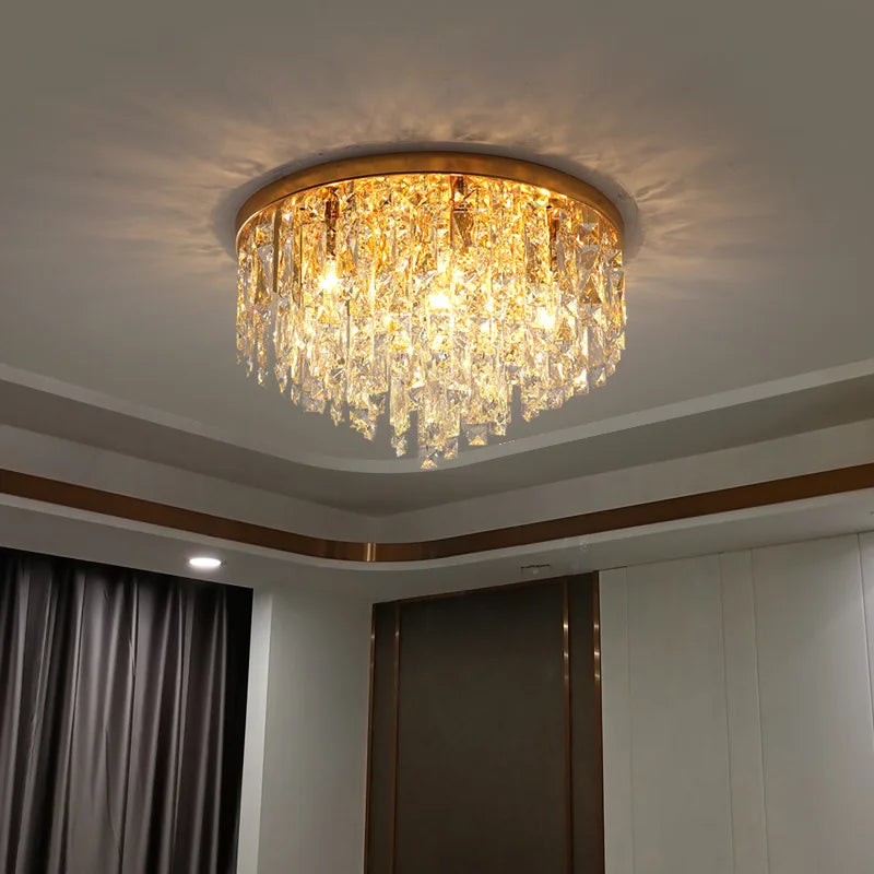 Plafonnier — LED moderne en acier chromé avec cristaux k9 art déco