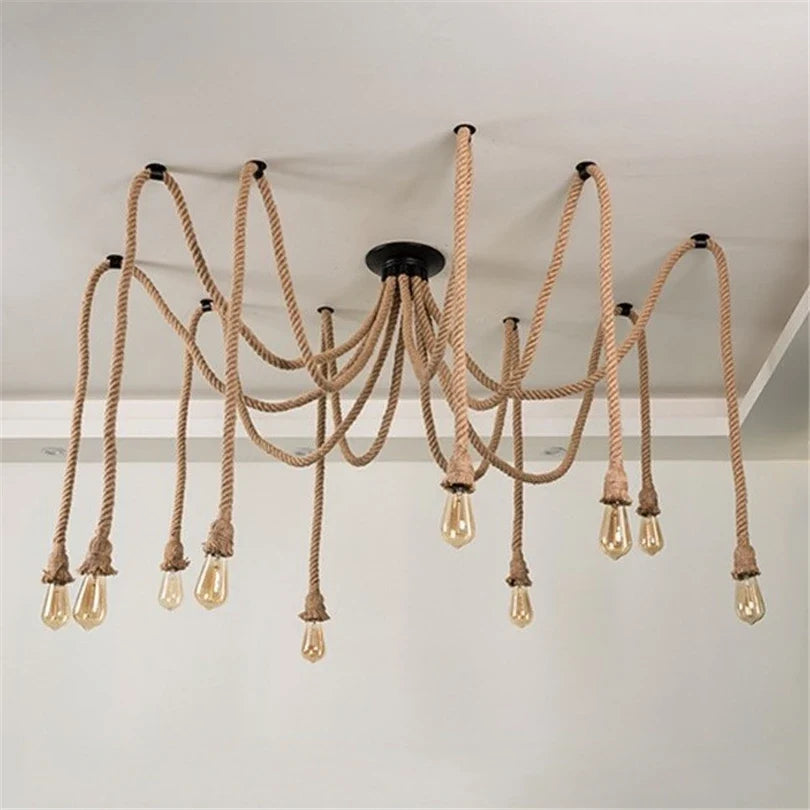 Suspension Industrielle Louise Brume en Corde de Chanvre