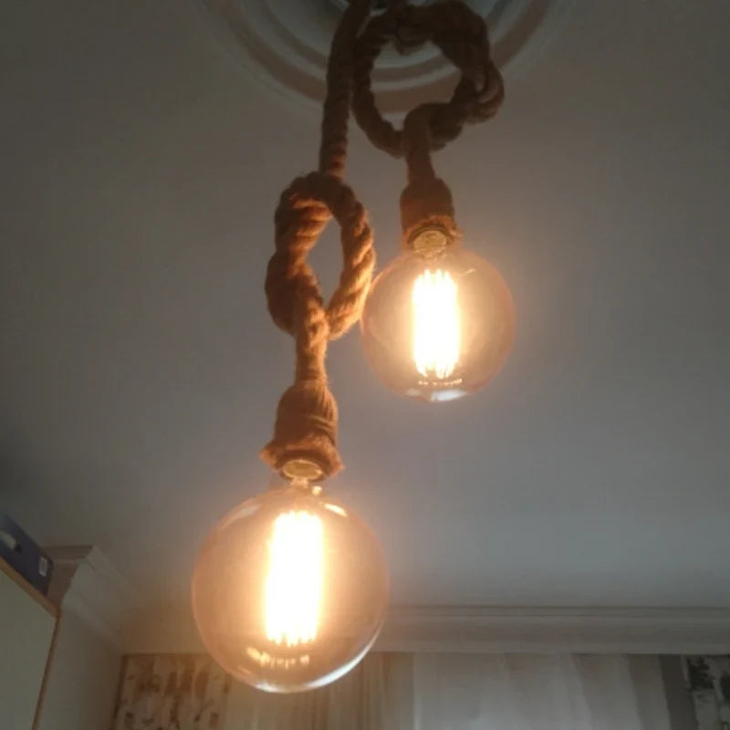 Suspension Industrielle Valentine Brume en Corde de Chanvre