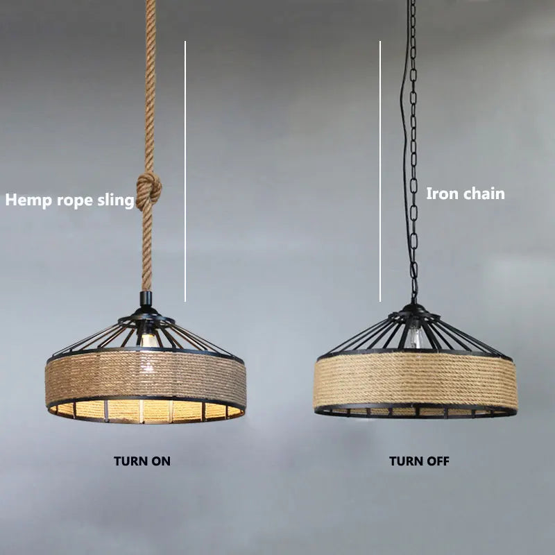Lustre Industriel Henri Rivage en Corde et Métal