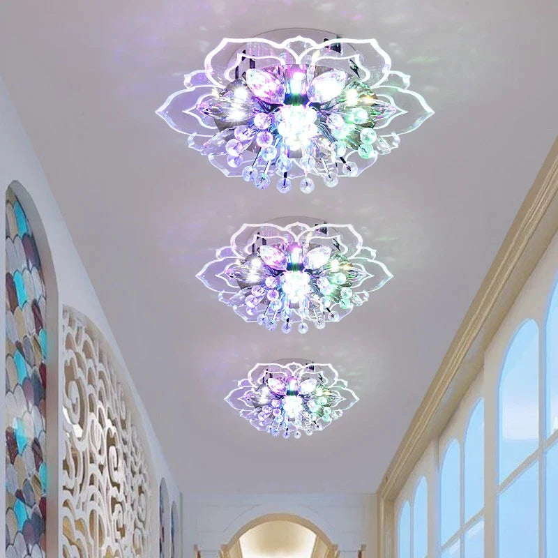 Plafonnier en cristal fleurs lustre éclairage intérieur Ophélie Récital - Reflets Étincelants & Décor Élégant
