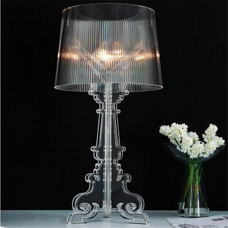 Kristy Lamp de Table Cylindre Moderne, Arcylique, Noir/Transparent, Salon - Neutralighting
