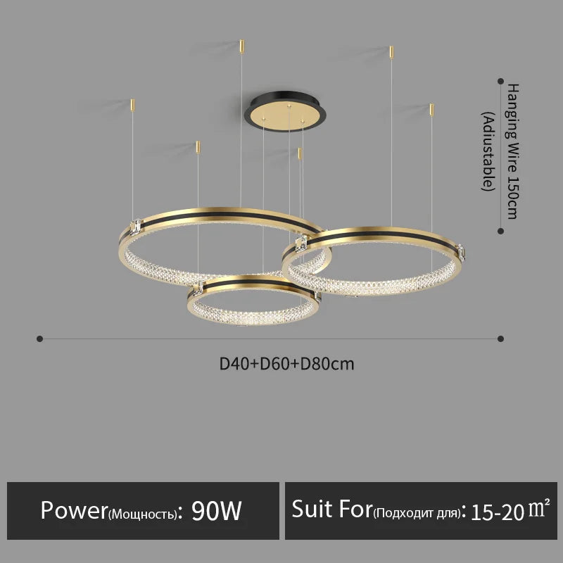 Lustre — En cristal moderne pour hall et restaurant luxe