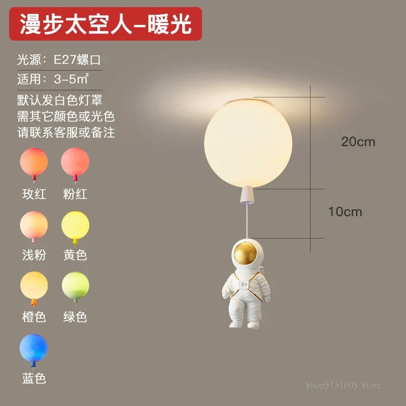 Plafonnier — LED nordique créatif astronaute ballon pour enfants