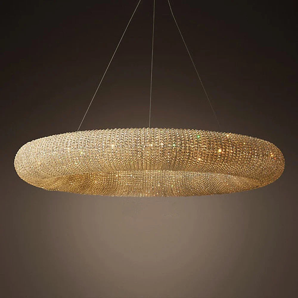 Lustre — Design moderne à LED avec anneau en cristal